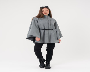 جاكيت كيب صوفي فضفاض Wool Blend Flowy Cape Jacket