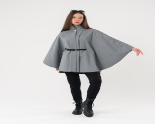 جاكيت كيب صوفي فضفاض Wool Blend Flowy Cape Jacket