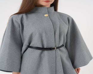 جاكيت كيب صوفي فضفاض Wool Blend Flowy Cape Jacket