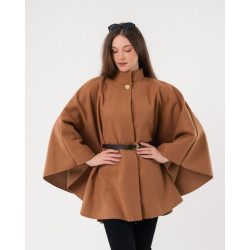 جاكيت كيب صوفي فضفاض Wool Blend Flowy Cape Jacket