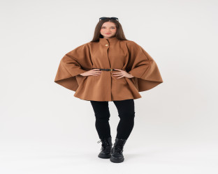 جاكيت كيب صوفي فضفاض Wool Blend Flowy Cape Jacket