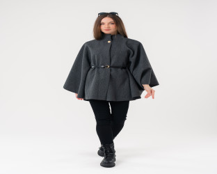 جاكيت كيب صوفي فضفاض Wool Blend Flowy Cape Jacket
