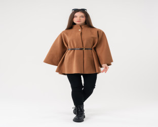 جاكيت كيب صوفي فضفاض Wool Blend Flowy Cape Jacket