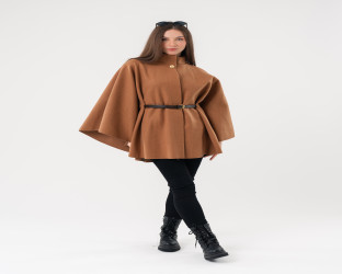 جاكيت كيب صوفي فضفاض Wool Blend Flowy Cape Jacket