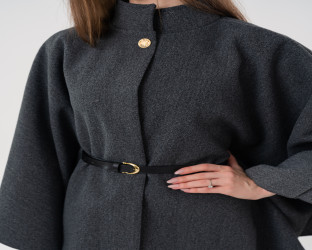 جاكيت كيب صوفي فضفاض Wool Blend Flowy Cape Jacket