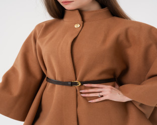 جاكيت كيب صوفي فضفاض Wool Blend Flowy Cape Jacket