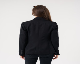 بليزر أسود بقصة ضيقة مع قماش الدينم Black Blazer with Denim Front