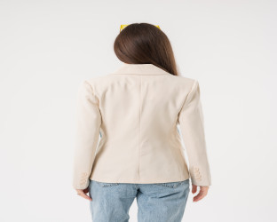 بليزر اوف وايت بقصة ضيقة مع قماش الدينم Off White Blazer with Denim Front