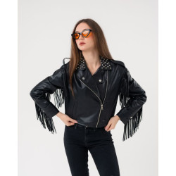 جاكيت بايكر قصير جلد Leather Biker Jacket