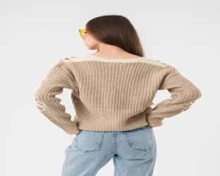 كارديغان مطرز بالترتر V-Neck Knitted Cardigan
