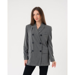 بليزر رمادي بقصة واسعة وطول متوسط Oversized Gray Blazer with Medium Length
