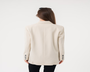 بليزر اوف وايت بقصة واسعة وطول متوسط Oversized Off White Blazer with Medium Length