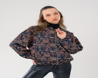 جاكيت بومبر بنقشة منقوشة Jacquard Bomber Jacket