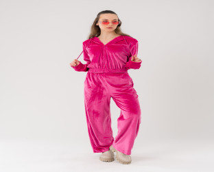 طقم رياضي (هودي وبنطلون) من الشامواه Velvet Tracksuit Set (Hoodie and Wide-Leg Pants)