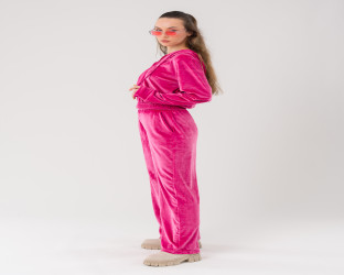 طقم رياضي (هودي وبنطلون) من الشامواه Velvet Tracksuit Set (Hoodie and Wide-Leg Pants)