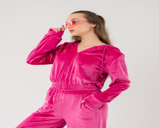 طقم رياضي (هودي وبنطلون) من الشامواه Velvet Tracksuit Set (Hoodie and Wide-Leg Pants)