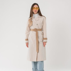 معطف ترنش طويل Long Color-Block Trench Coat