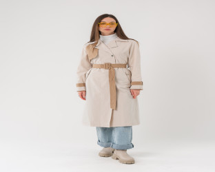معطف ترنش طويل Long Color-Block Trench Coat