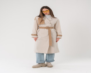 معطف ترنش طويل Long Color-Block Trench Coat