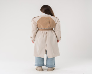 معطف ترنش طويل Long Color-Block Trench Coat