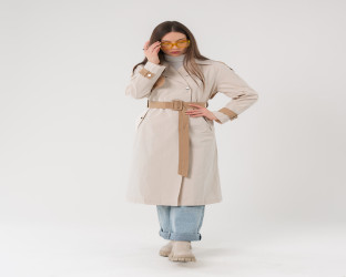 معطف ترنش طويل Long Color-Block Trench Coat