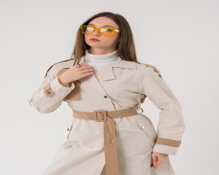 معطف ترنش طويل Long Color-Block Trench Coat