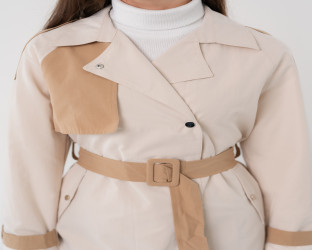 معطف ترنش طويل Long Color-Block Trench Coat