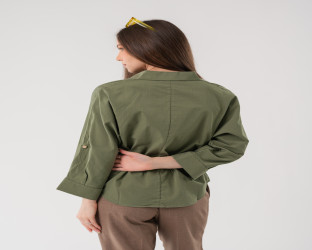 قميص كاجوال بأكمام ثلاثة أرباع ورباط لتحديد الخصر Casual Shirt with Drawstring Waist and 3/4 Sleeves