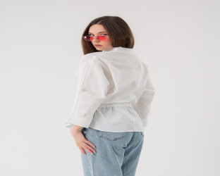قميص كاجوال بأكمام ثلاثة أرباع ورباط لتحديد الخصر Casual Shirt with Drawstring Waist and 3/4 Sleeves