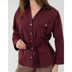 قميص كاجوال بأكمام ثلاثة أرباع ورباط لتحديد الخصر Casual Shirt with Drawstring Waist and 3/4 Sleeves