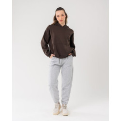 طقم تراك هودي بعبارة مطبوعة Oversized Tracksuit Hoodie