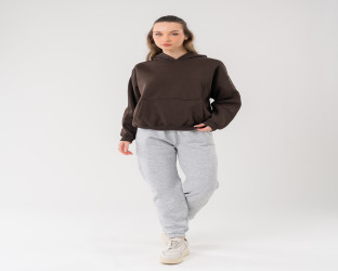 طقم تراك هودي بعبارة مطبوعة Oversized Tracksuit Hoodie