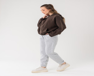 طقم تراك هودي بعبارة مطبوعة Oversized Tracksuit Hoodie