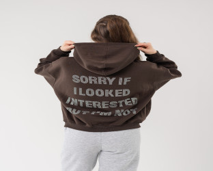 طقم تراك هودي بعبارة مطبوعة Oversized Tracksuit Hoodie