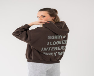 طقم تراك هودي بعبارة مطبوعة Oversized Tracksuit Hoodie