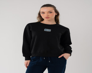 طقم سويتشيرت أسود وبنطلون كحلي Black Sweatshirt with Navy Trousers Set