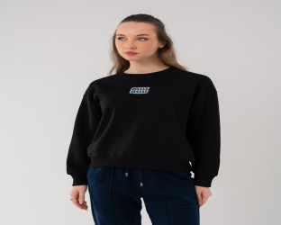 طقم سويتشيرت أسود وبنطلون كحلي Black Sweatshirt with Navy Trousers Set