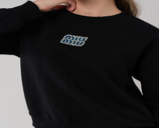 طقم سويتشيرت أسود وبنطلون كحلي Black Sweatshirt with Navy Trousers Set