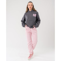 طقم هودي رمادي وبنطلون وردي Dark Gray Oversized Hoodie and Light Pink Joggers Set