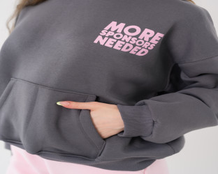طقم هودي رمادي وبنطلون وردي Dark Gray Oversized Hoodie and Light Pink Joggers Set