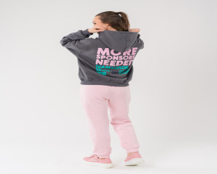 طقم هودي رمادي وبنطلون وردي Dark Gray Oversized Hoodie and Light Pink Joggers Set
