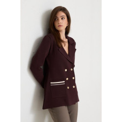 جاكيت تريكو بني مع أزرار وتفاصيل خطوط Brown Knitwear Jacket With Button And Line Detail