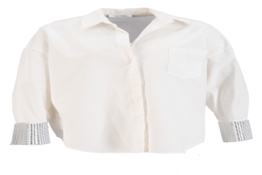 قميص قطني أبيض فضفاض Oversized White Cotton Shirt with Long Sleeves