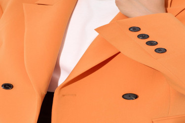 جاكيت خوخي بتصميم إغلاق غير متماثل Peach Asymmetrical Closure Pocket Detailed Jacket