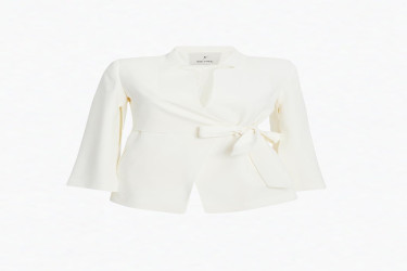 جاكيت عاجي بأكمام ضيقة وتفاصيل رباط عند الخصر Ecru Narrow Formwork Sleeve Detailed Waist Tie Detailed Jacket