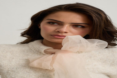 جاكيت تريكو بيج بأكمام قصيرة وتفاصيل فيونكة Open Beige Bow Detailed Short Sleeve Knitwear