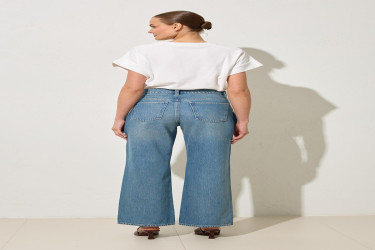 بنطال جينز أزرق 100% قطن Blue 100% Cotton Waist Detail Jeans