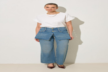 بنطال جينز أزرق 100% قطن Blue 100% Cotton Waist Detail Jeans