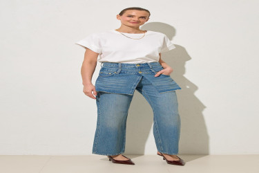 بنطال جينز أزرق 100% قطن Blue 100% Cotton Waist Detail Jeans