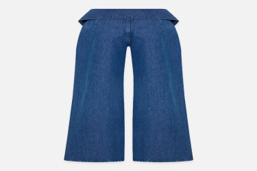 بنطال جينز أزرق بقصة مريحة وتفاصيل خصر Blue Waist Detailed Comfortable Cut Trousers